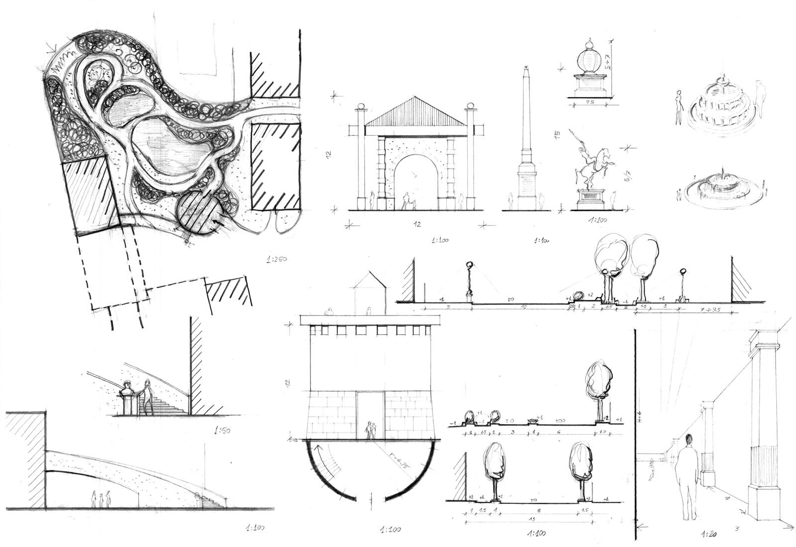 Bus station area in Brunico - Sketch