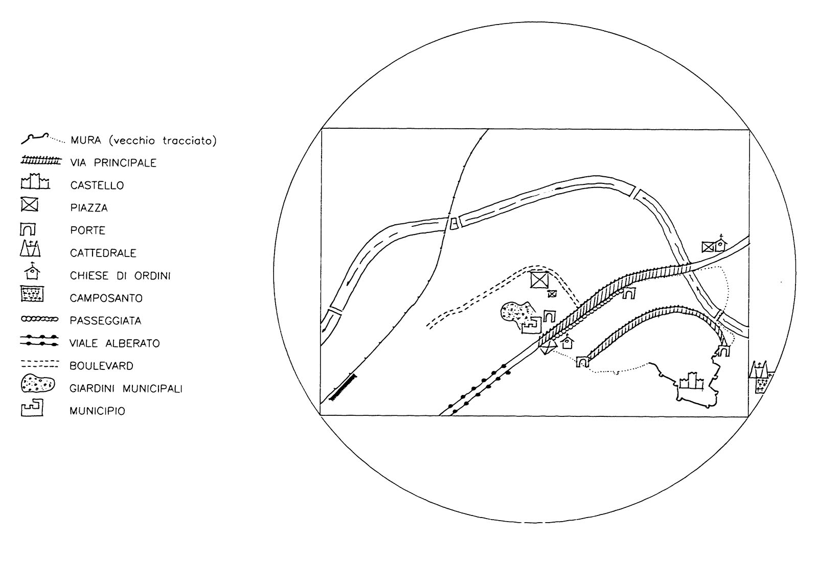 Bus station area in Brunico - Analysis of the historical city