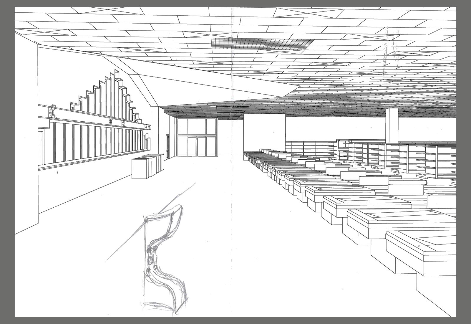 Esselunga mall Piacenza - Study of the details of the central window