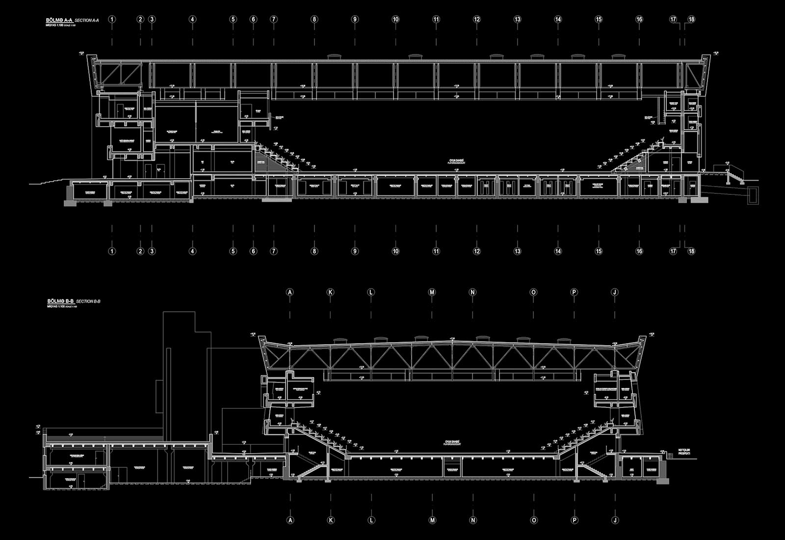 Baku sport hall - Sezione di progetto