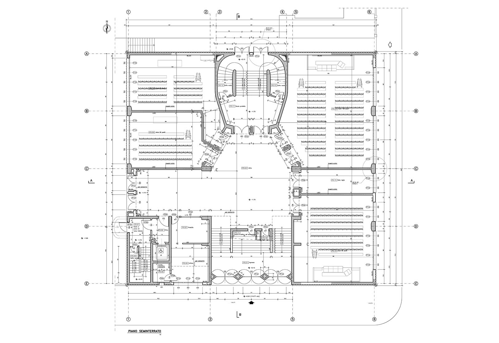 Edificio 25 Politecnico di Milano - Pianta arredata piano seminterrato