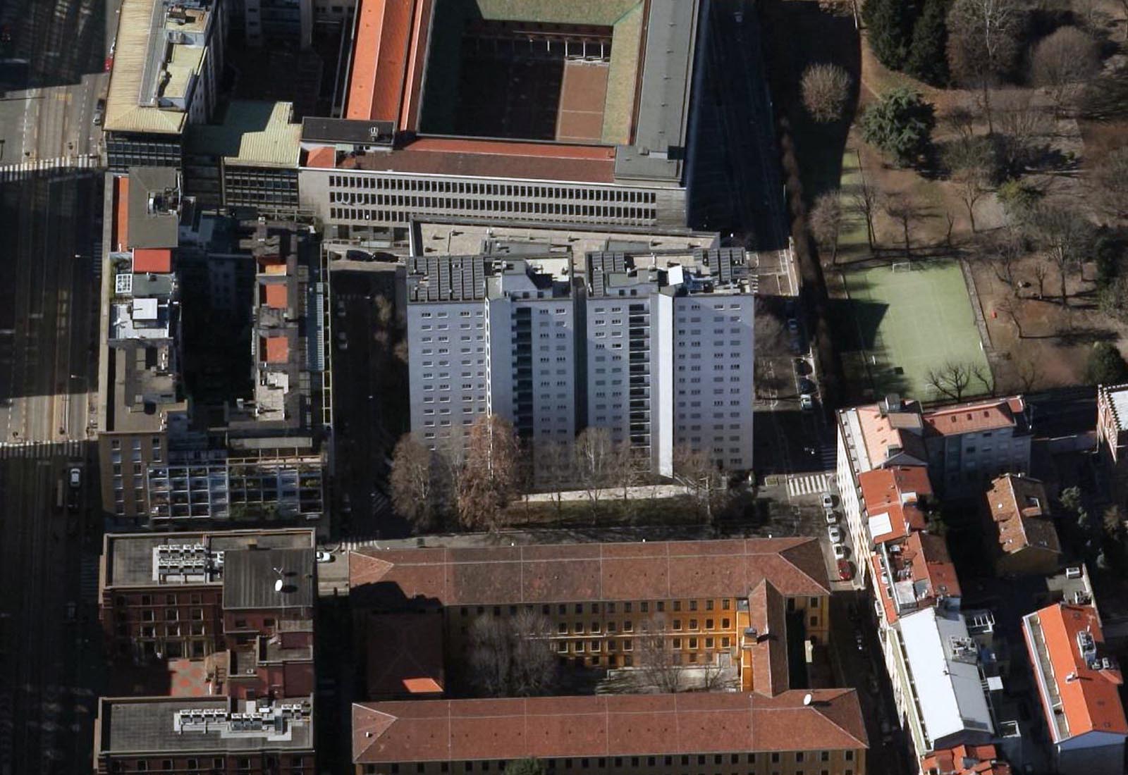 University residence in Corridoni street Milan - Aerial view of towers A and B