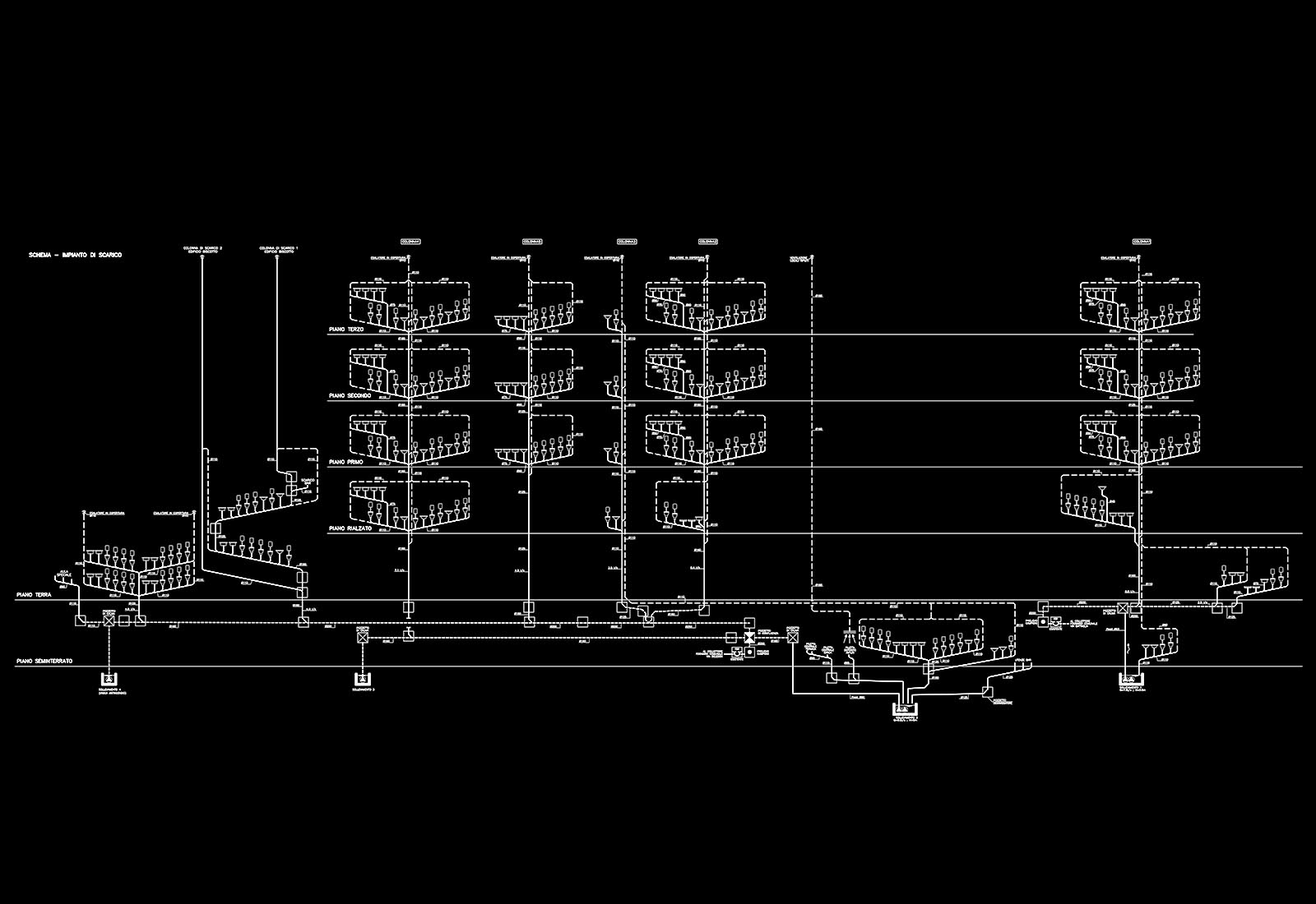 Polo scolastico Manzoni - Schema impianto di scarico