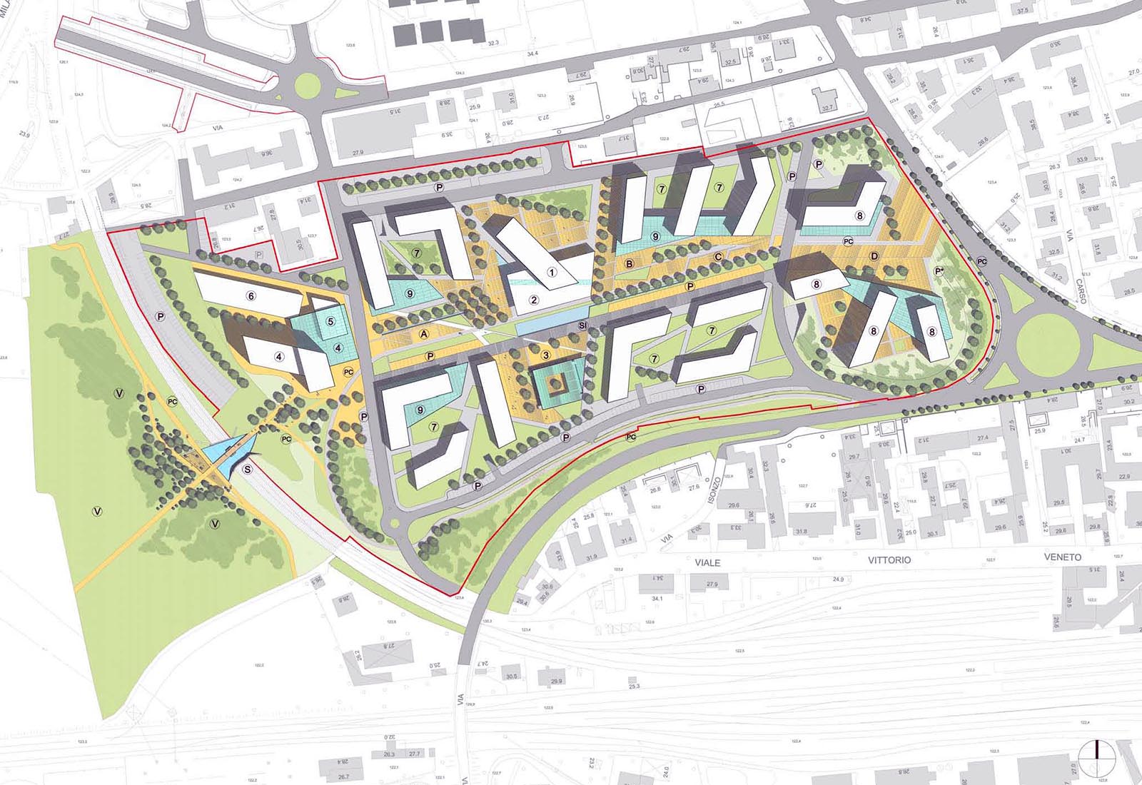 Urbanizzazioni PII ex Baslini Treviglio – Planivolumetrico