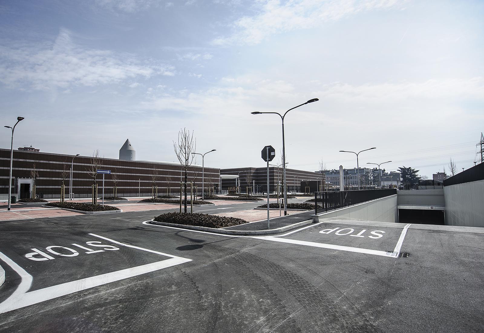 Underground garage in Adriano street Milan - Entrance on via Mastroianni side