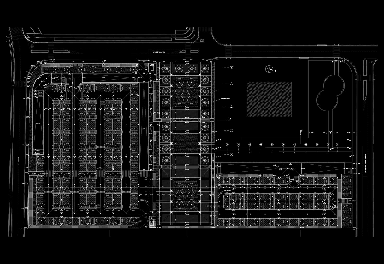 Underground garage in Adriano street Milan - Plan of the square above the garage