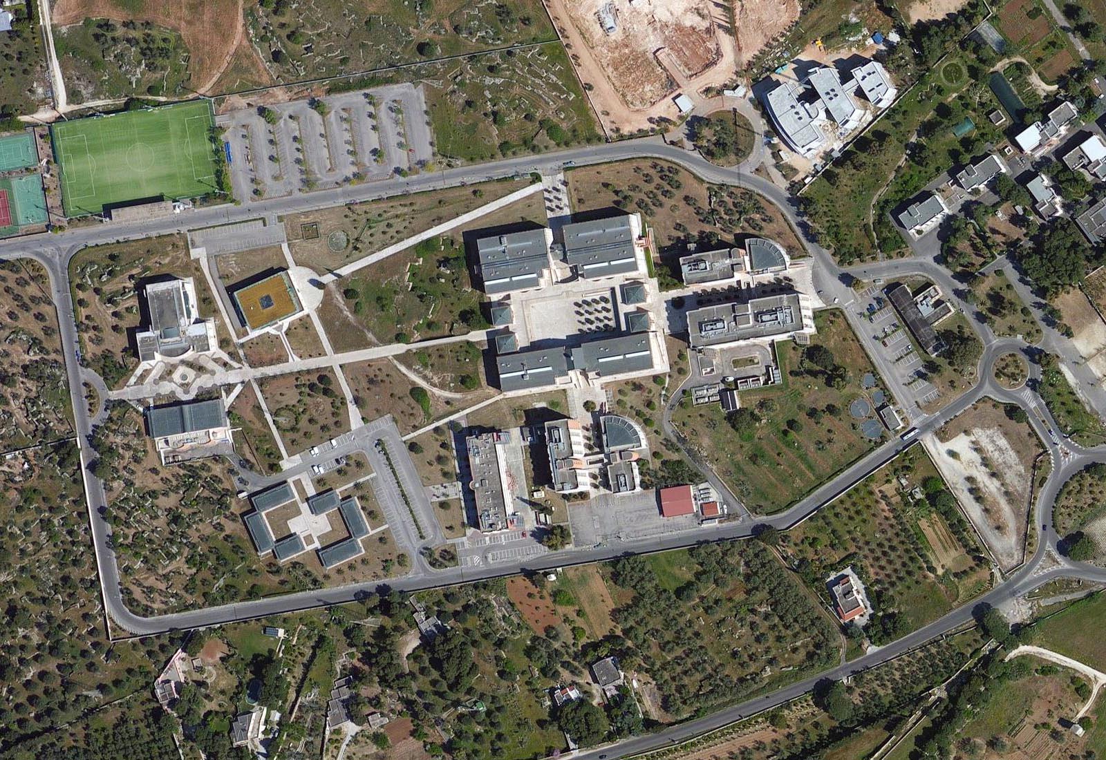 Ecotekne university center in Lecce - Zenithal aerial view