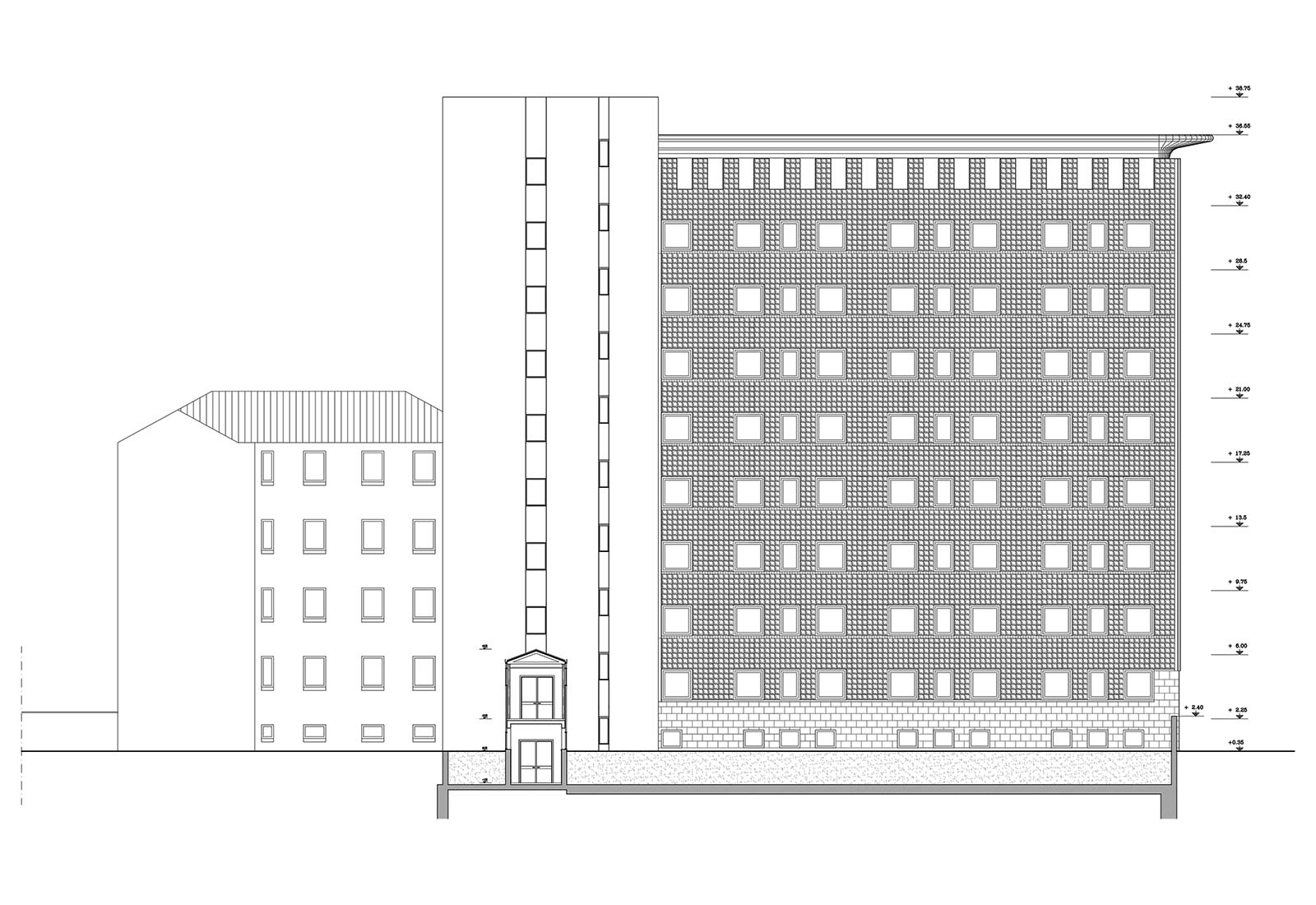 Besta hospital in Milan - East elevation