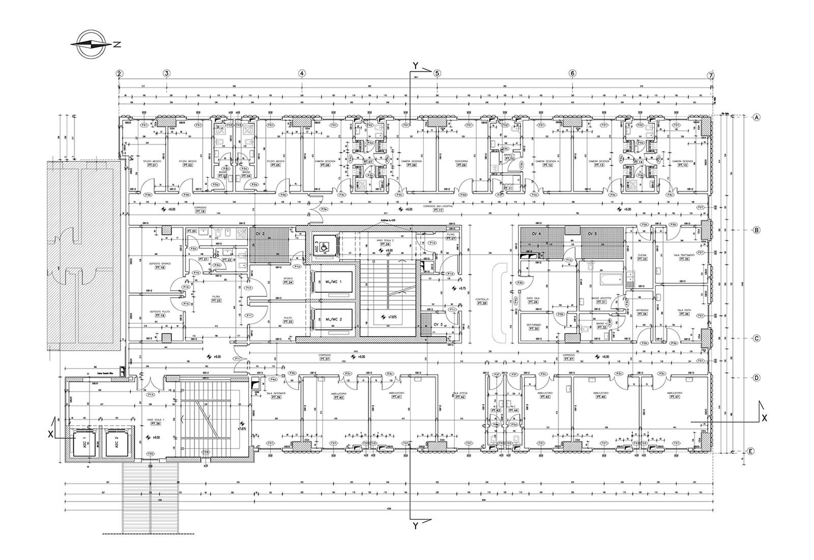 Istituto Besta Milano - Pianta piano tipo