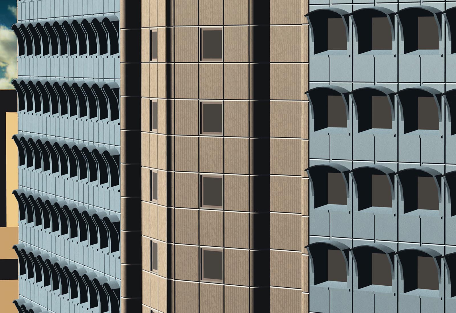 Edificio Telesoft Napoli - Dettaglio prospetto sud