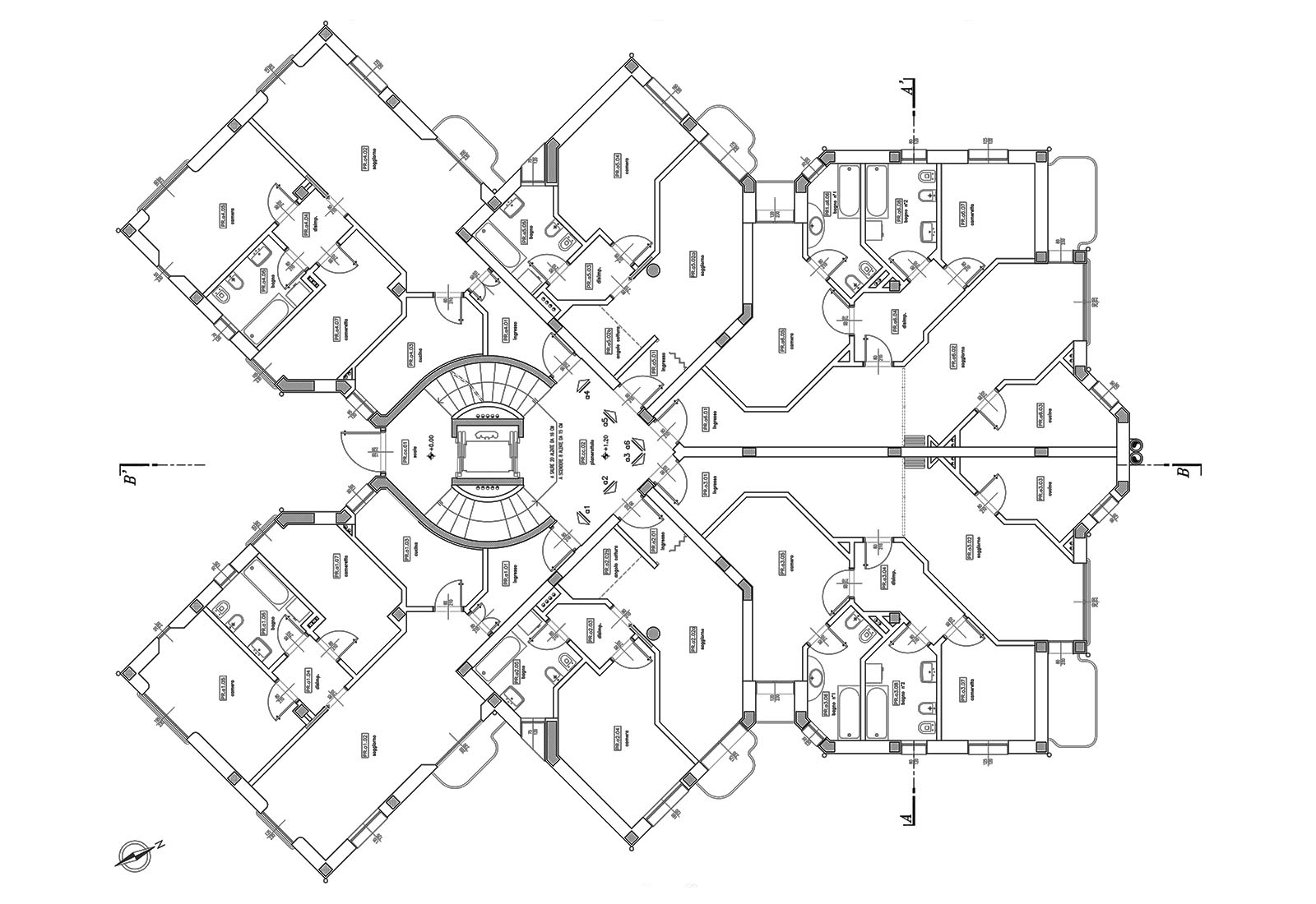 Residential ensemble in Macherio - Type A building - Typical floor plan
