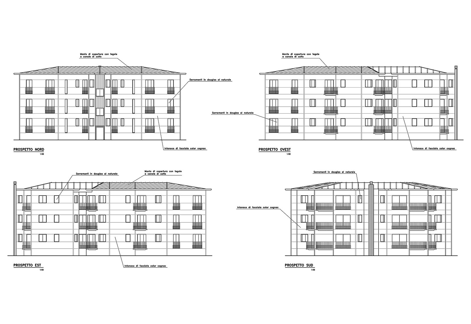 Residential ensemble in Macherio - Type A building - Elevations