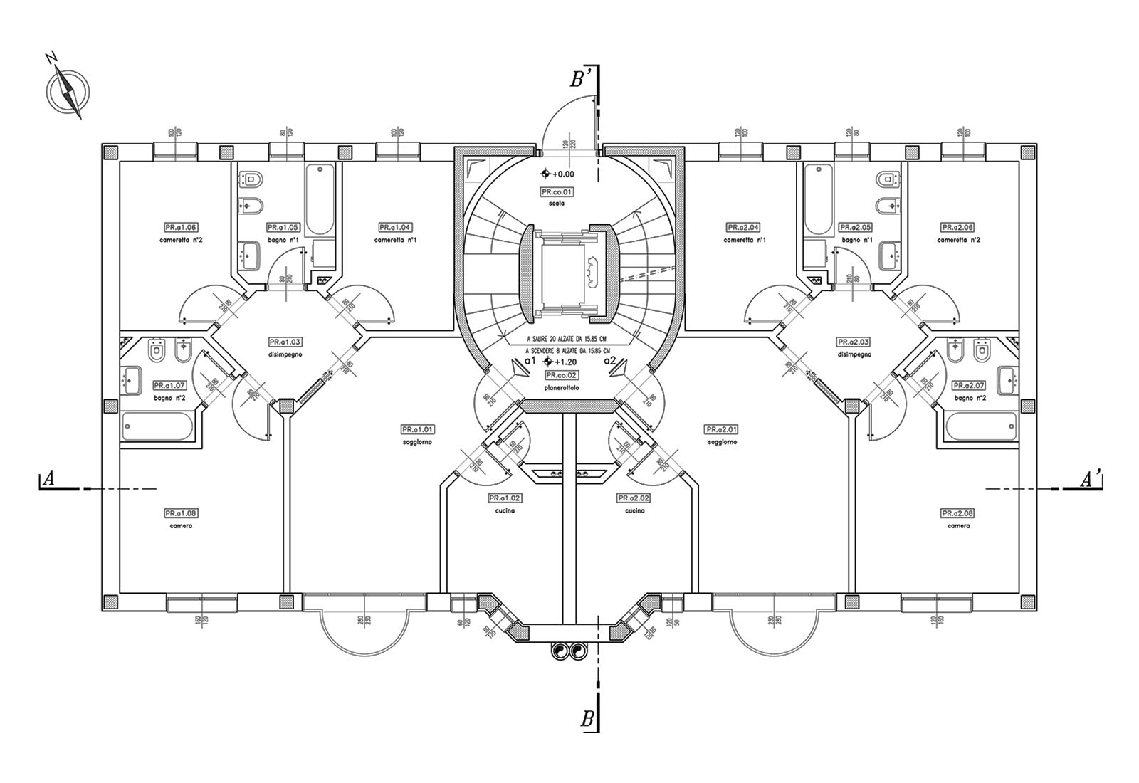 Residential ensemble in Macherio - Type B building - Typical floor plan