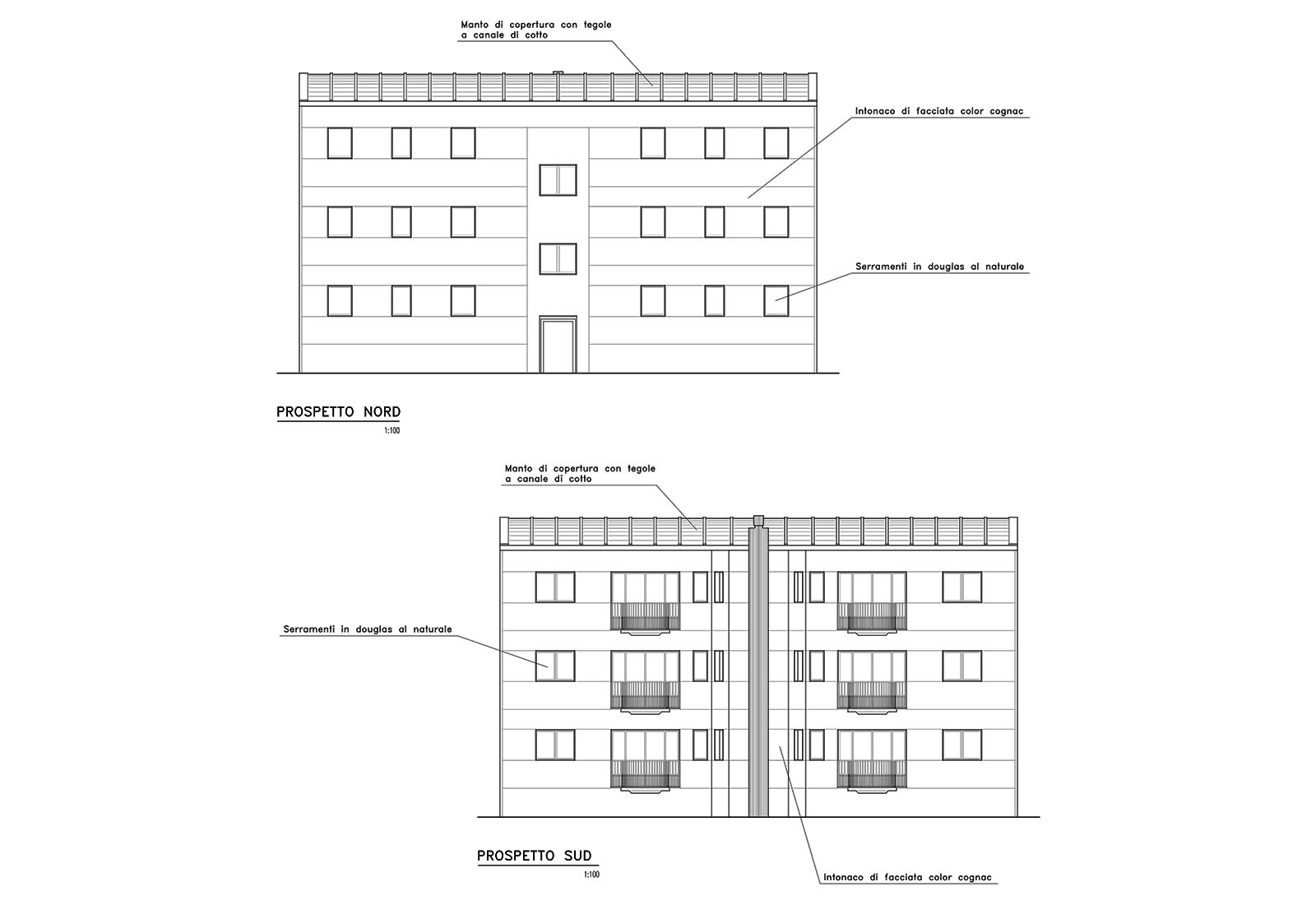 Residential ensemble in Macherio - Type B building - Elevations