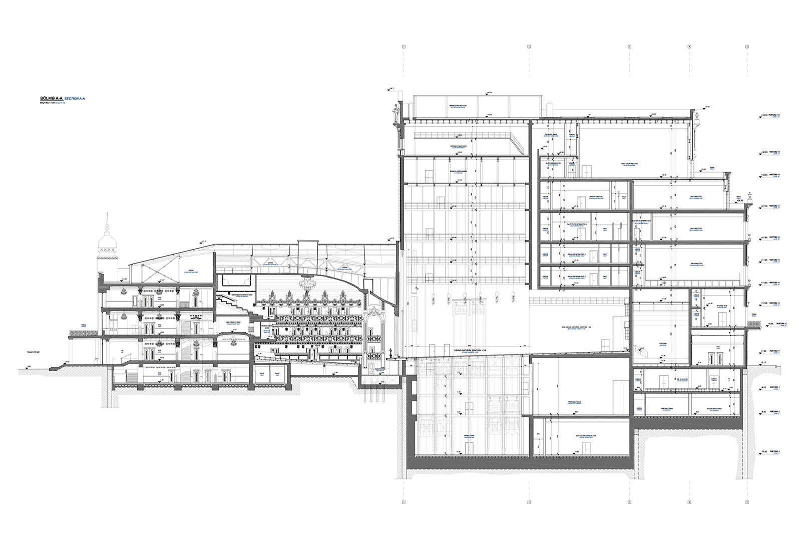 Baku Opera and Ballet Theatre - Sezione longitudinale