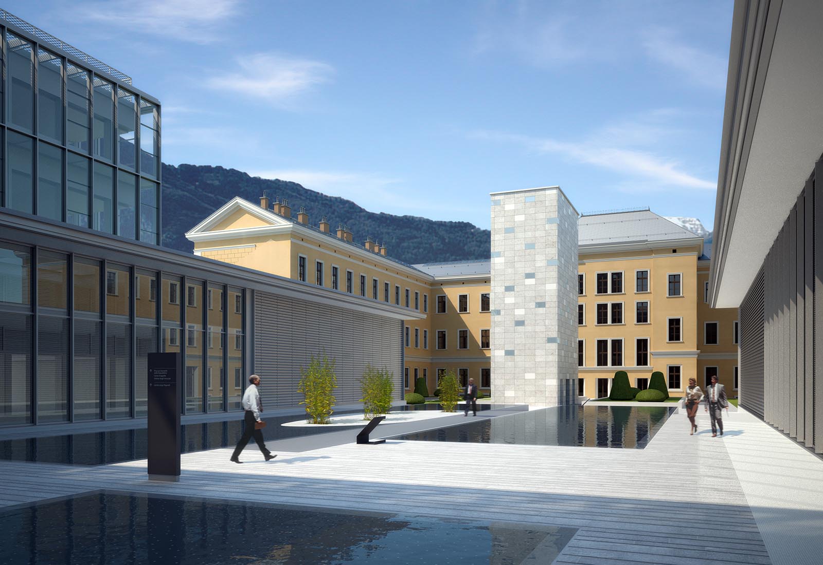 New courthouse in Trento - View of the courtyard west side