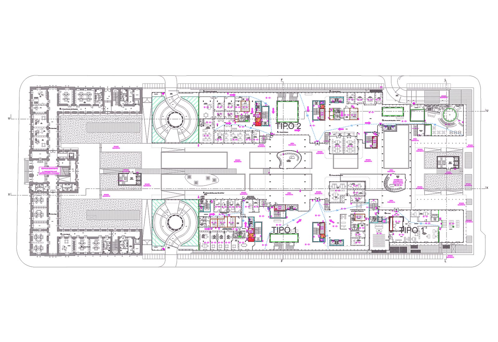 Polo giudiziario di Trento - Planimetria antincendio piano terra