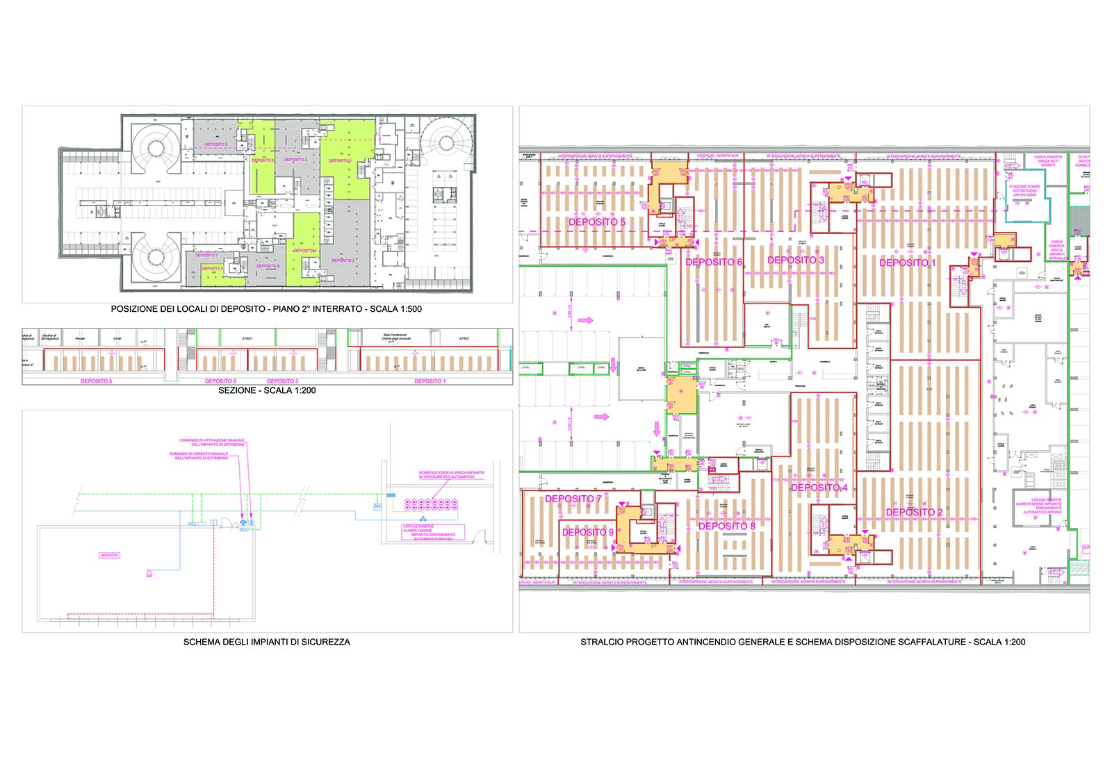 New courthouse in Trento - Fire protection basement floor plan