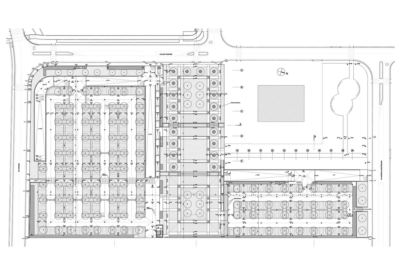 Piazza e parcheggio Adriano - Planimetria di progetto