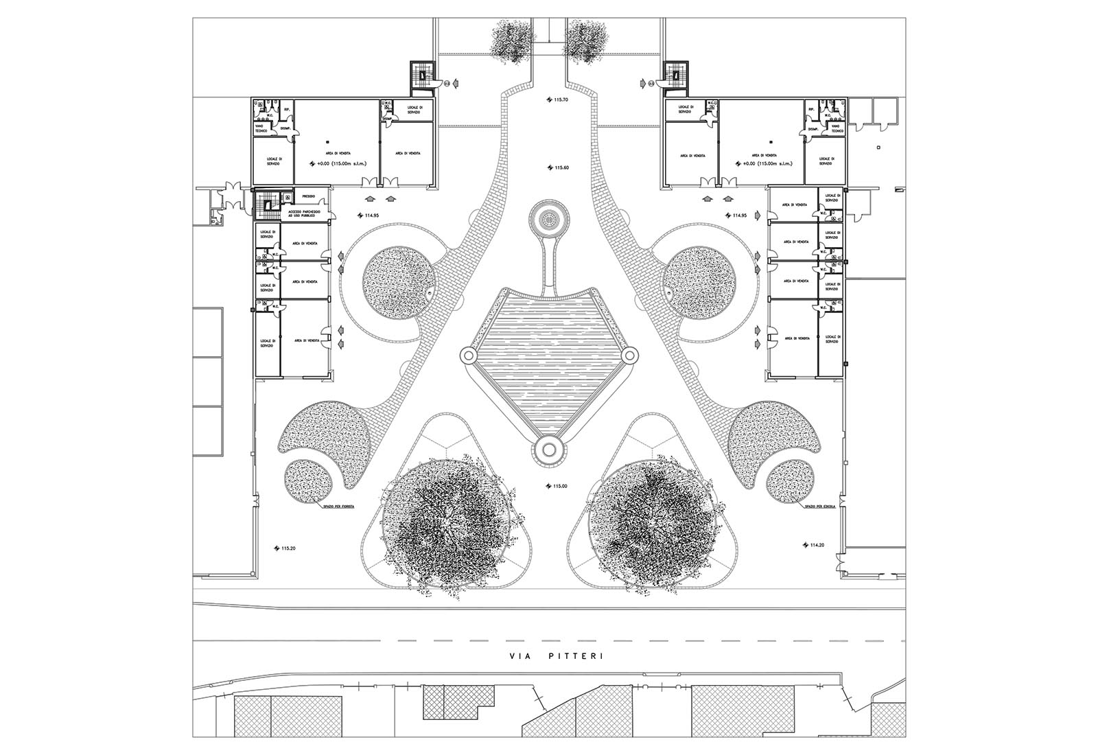 Underground garage in vigili del fuoco square Milan - Plan of the square