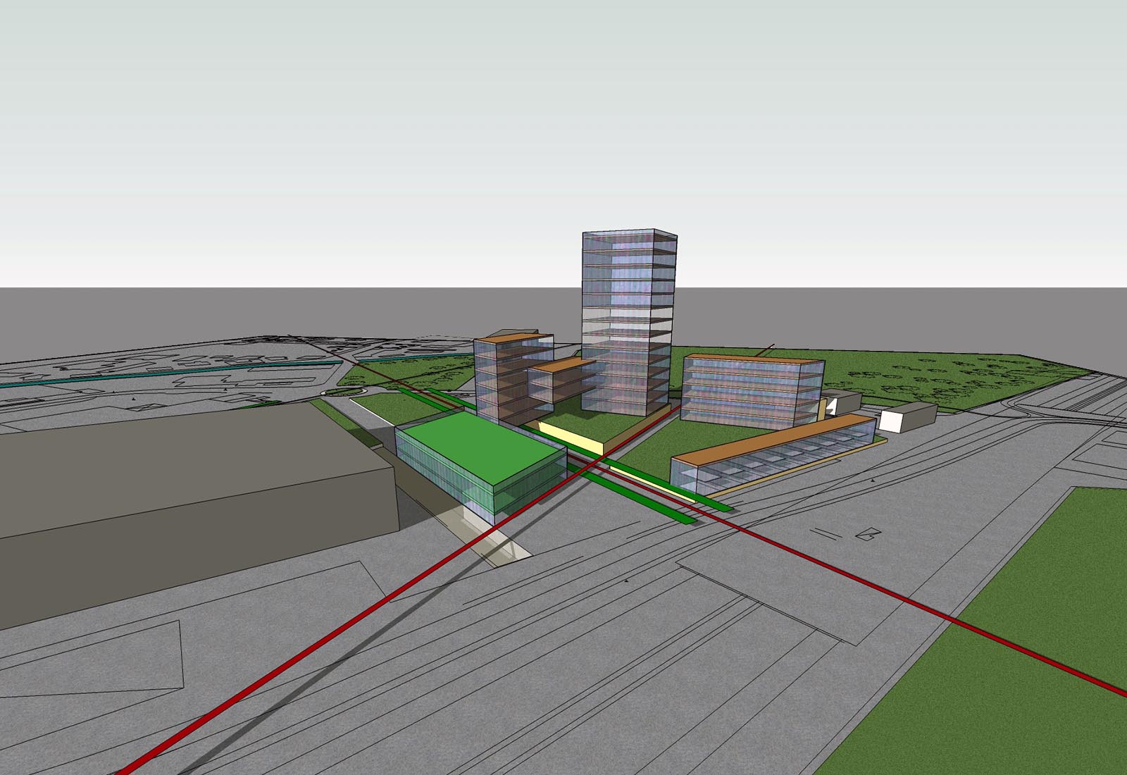 Romani area in Pero - Rendering of the volumetric proposal