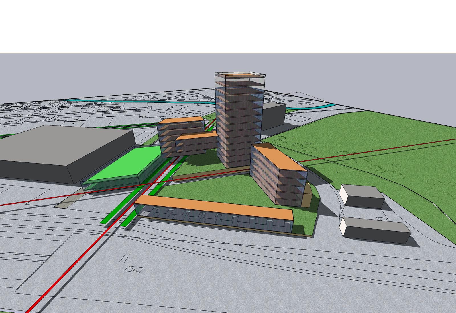 Area Romani a Pero - Rendering della proposta volumetrica