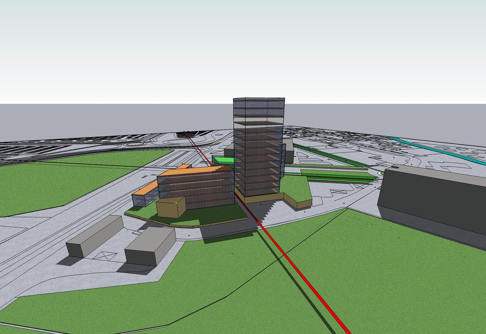 Romani area in Pero - Rendering of the volumetric proposal