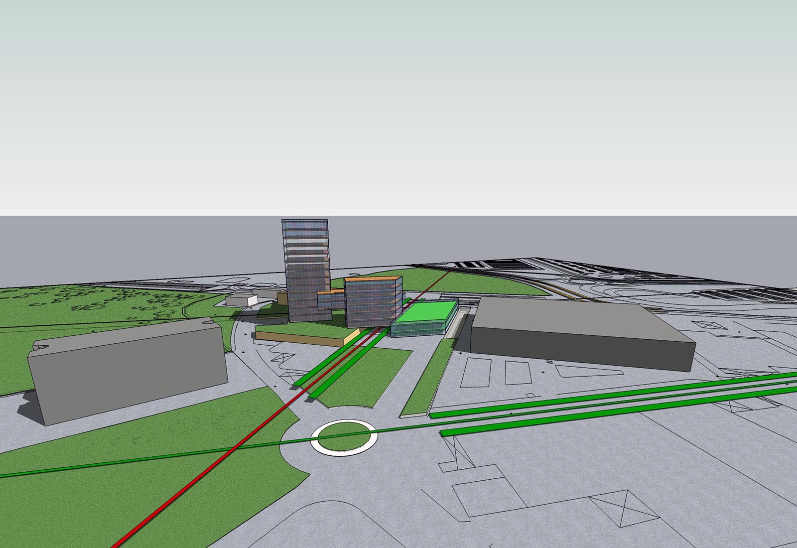 Romani area in Pero - Rendering of the volumetric proposal