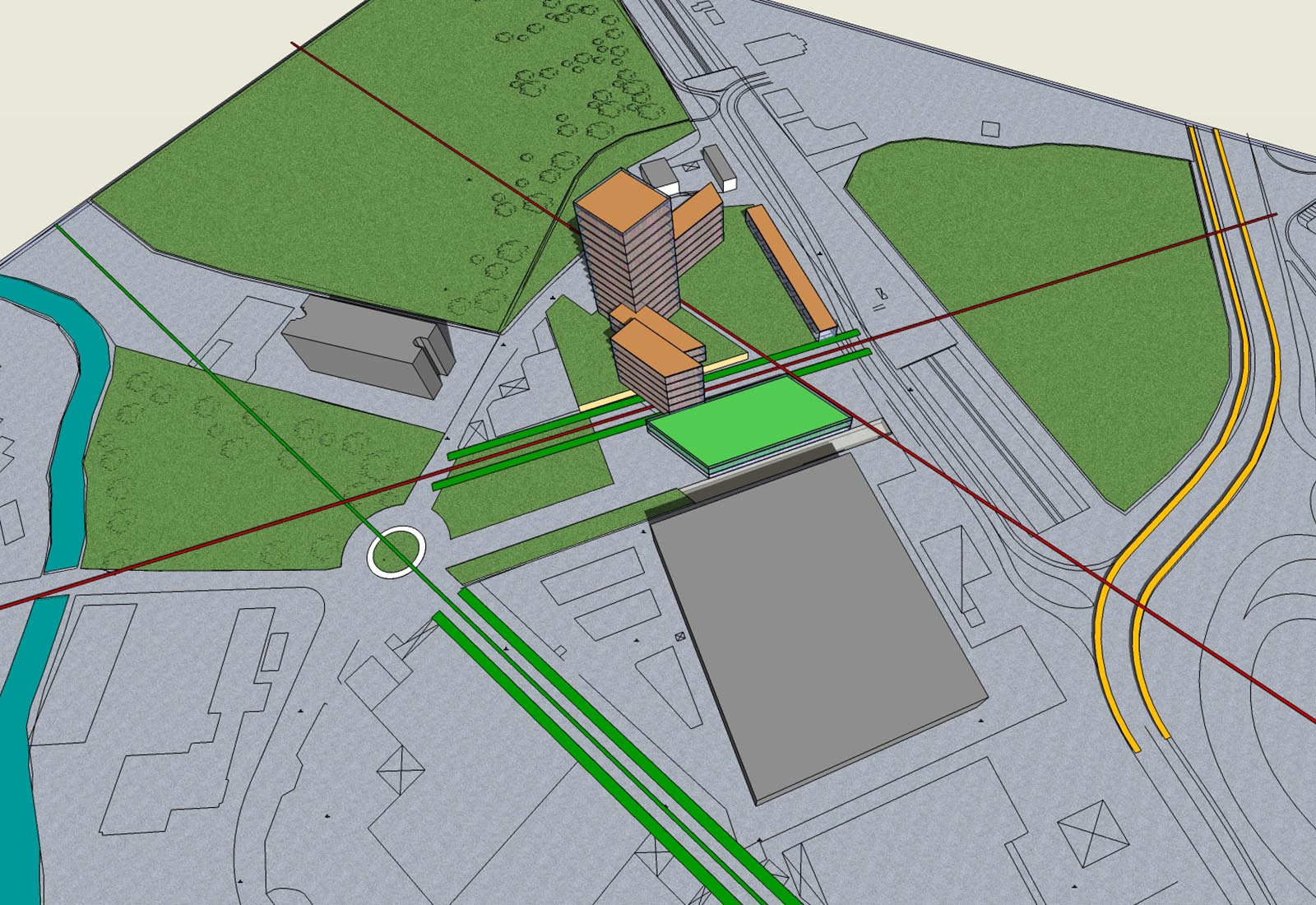 Area Romani a Pero - Rendering della proposta volumetrica