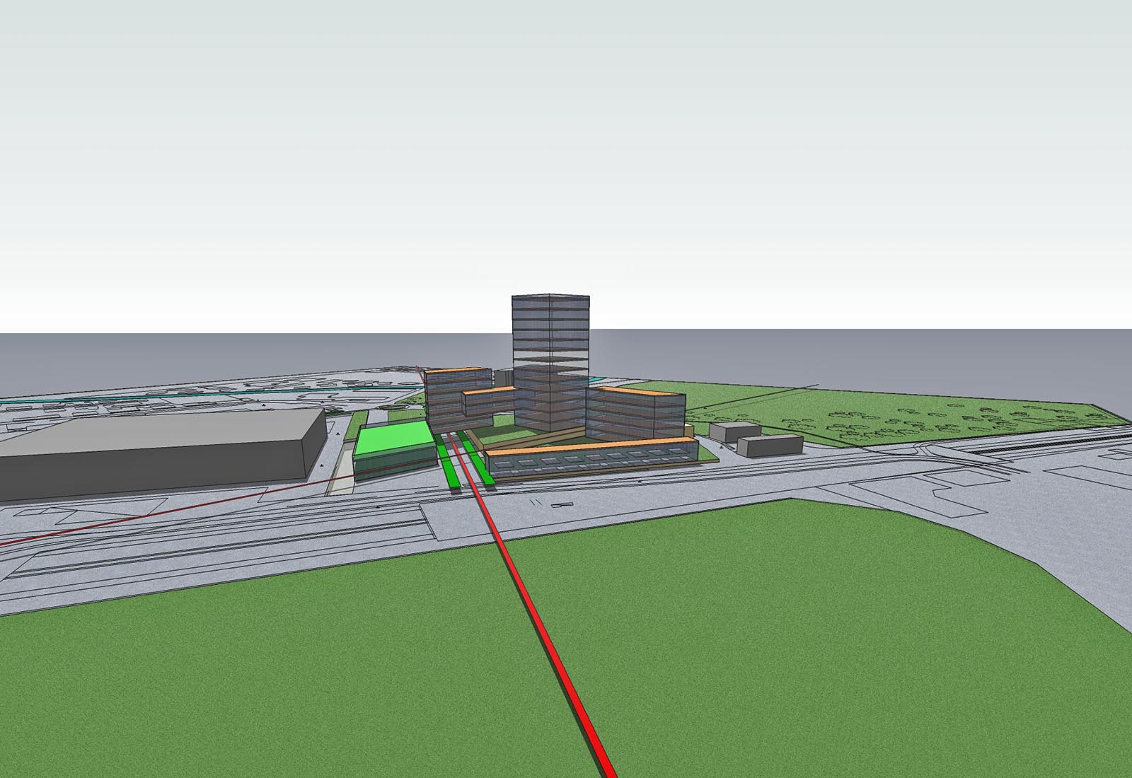 Romani area in Pero - Rendering of the volumetric proposal