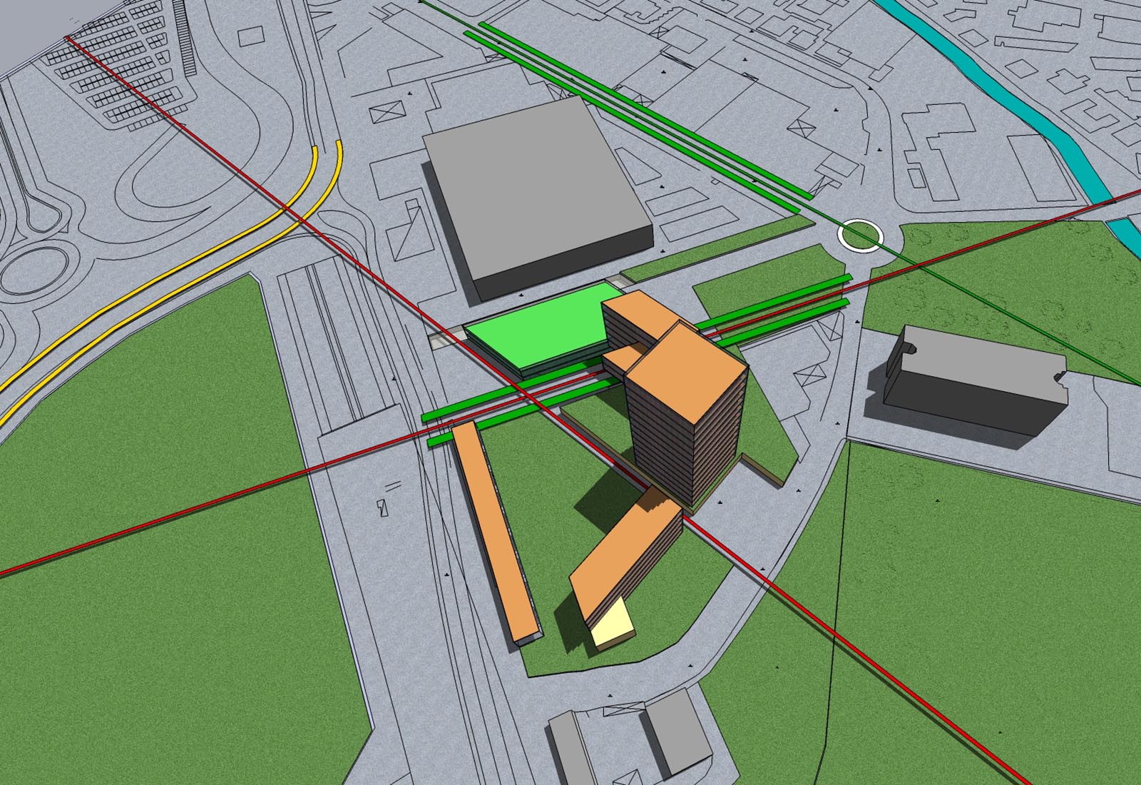 Romani area in Pero - Rendering of the volumetric proposal