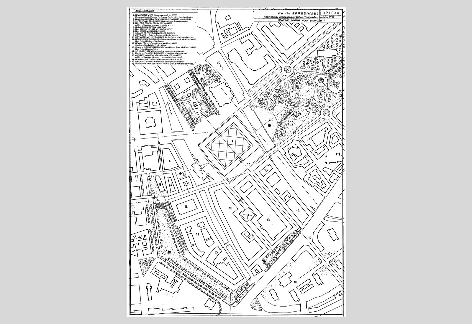 Berlin Spreeinsel project in Berlin - Drawing No. 1 of the contest