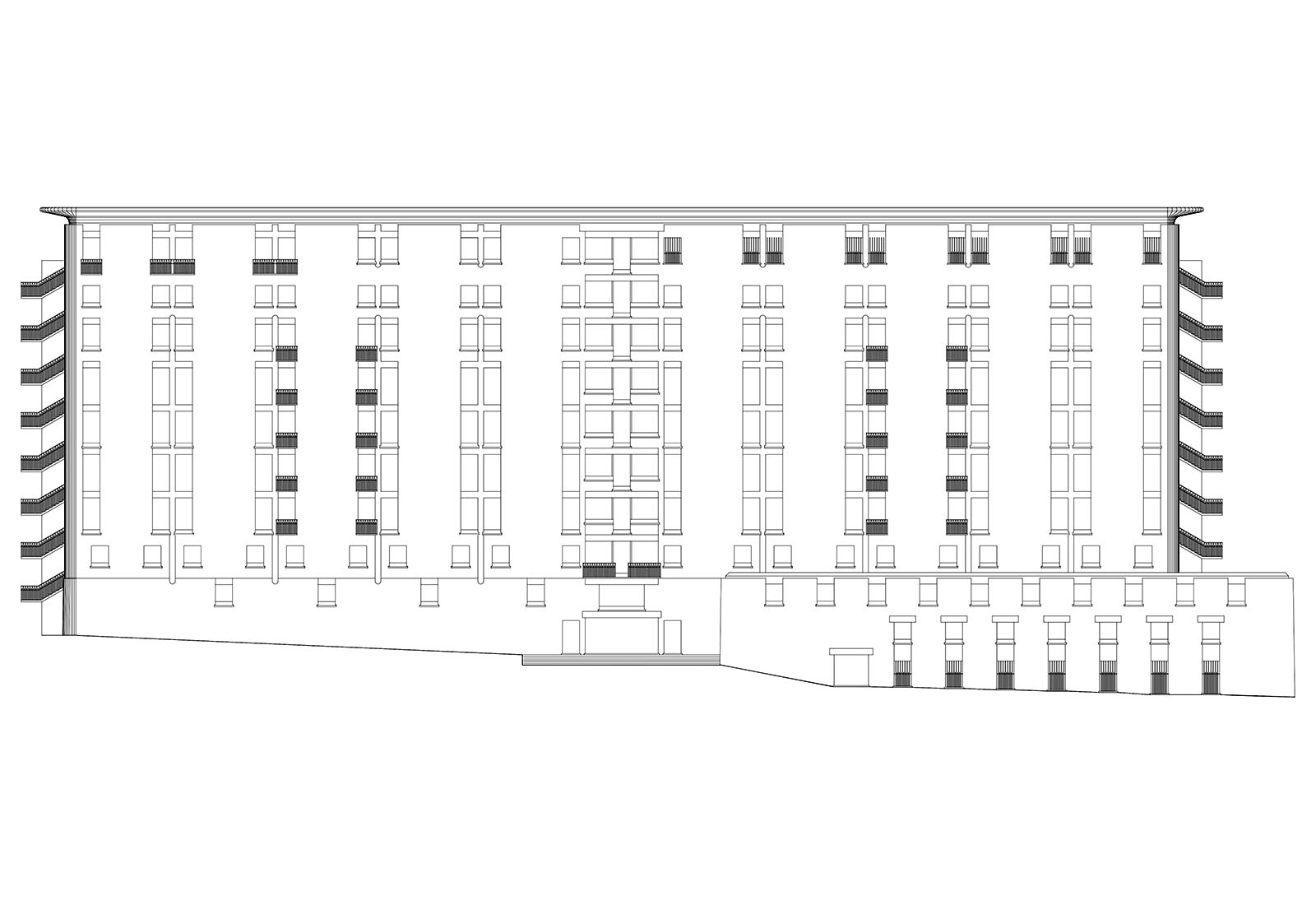 Galliera hospital NEP building Genoa - North West elevation