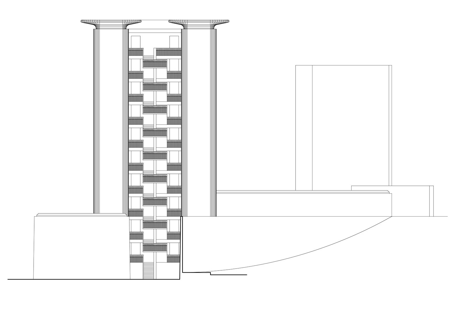 Galliera hospital NEP building Genoa - South West elevation