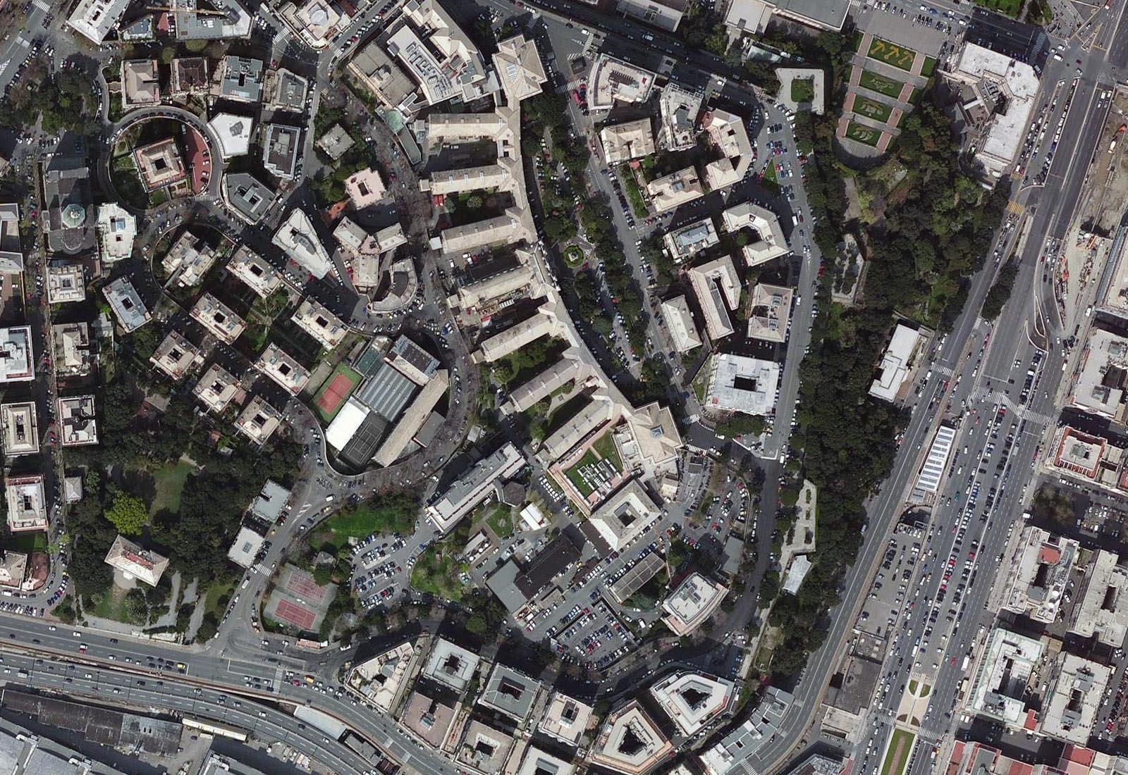 Galliera hospital NEP building Genoa – Zenithal aerial view