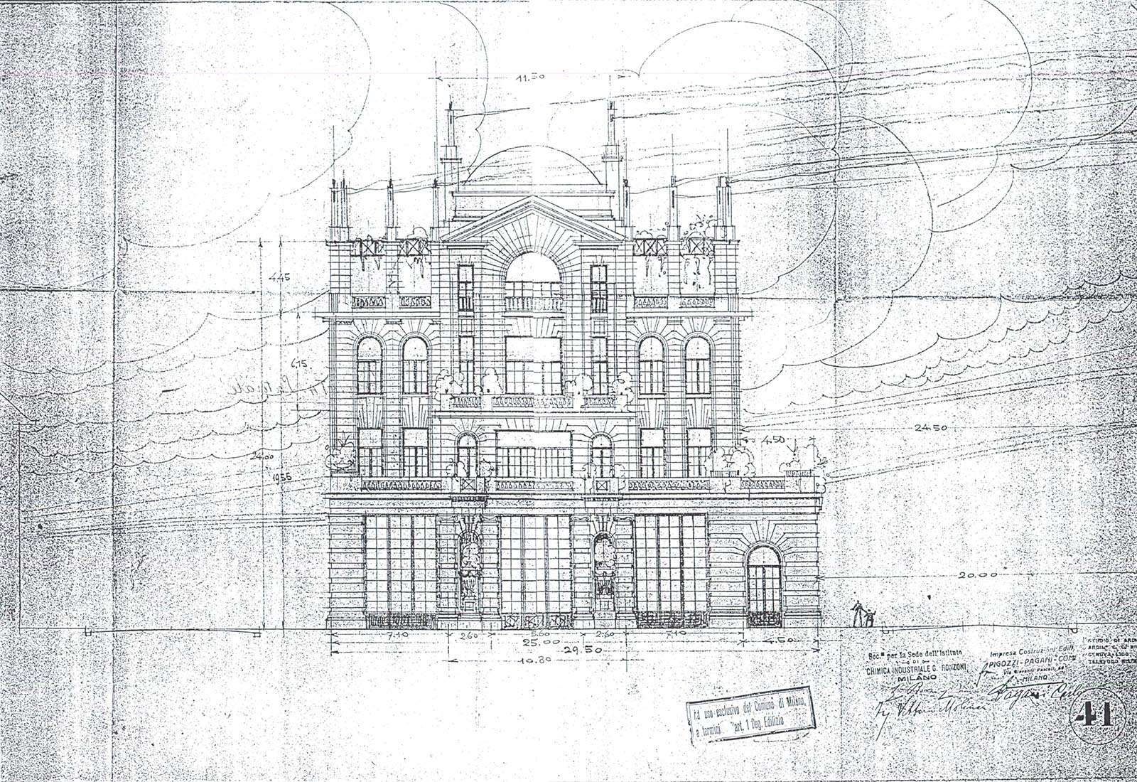 Photonics laboratories Politecnico di Milano - Original side elevation