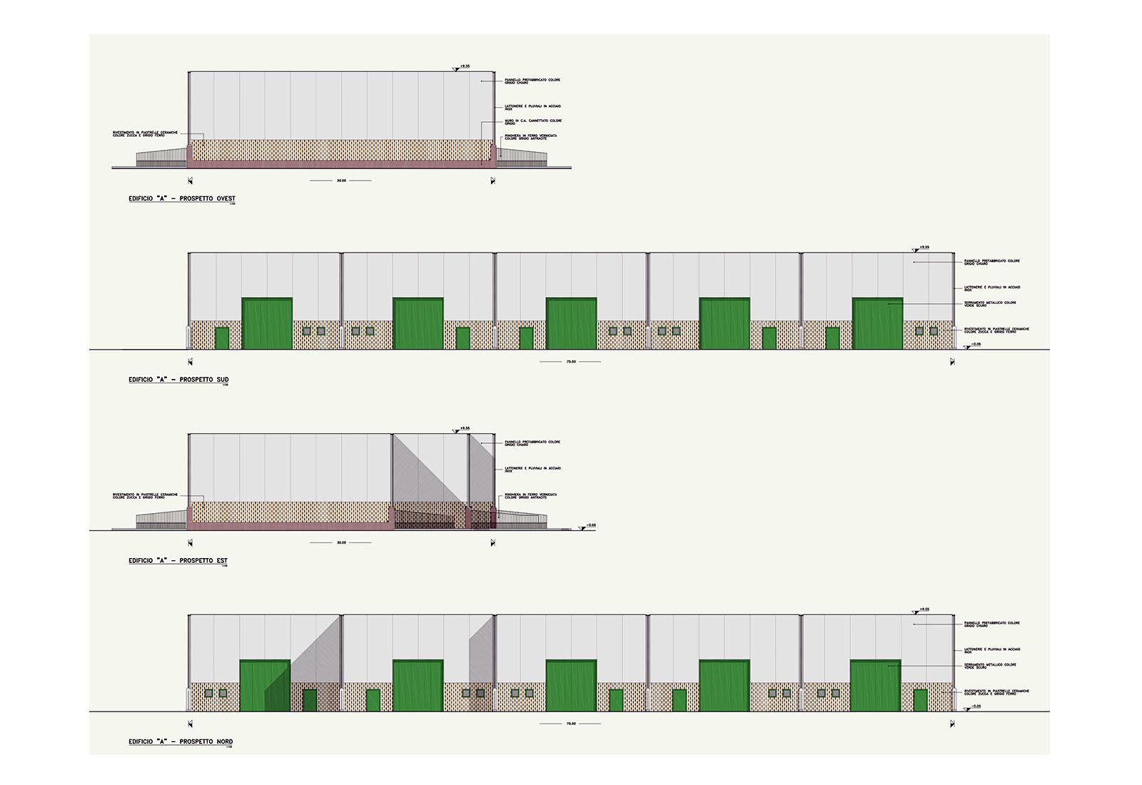 Crafts buildings in Macherio - First block elevations