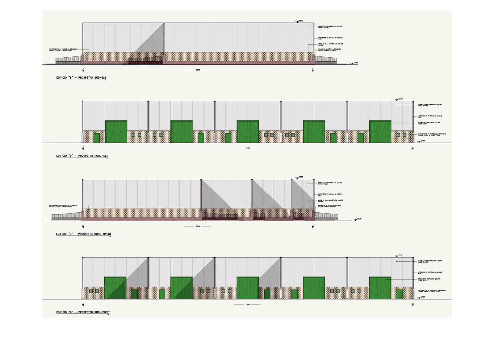 Crafts buildings in Macherio - Second block elevations