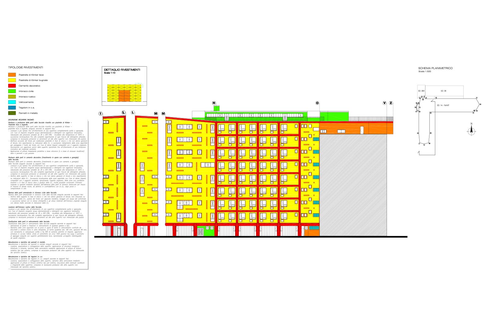 Building 14 Politecnico di Milano - Facade restoration - Elevation 2