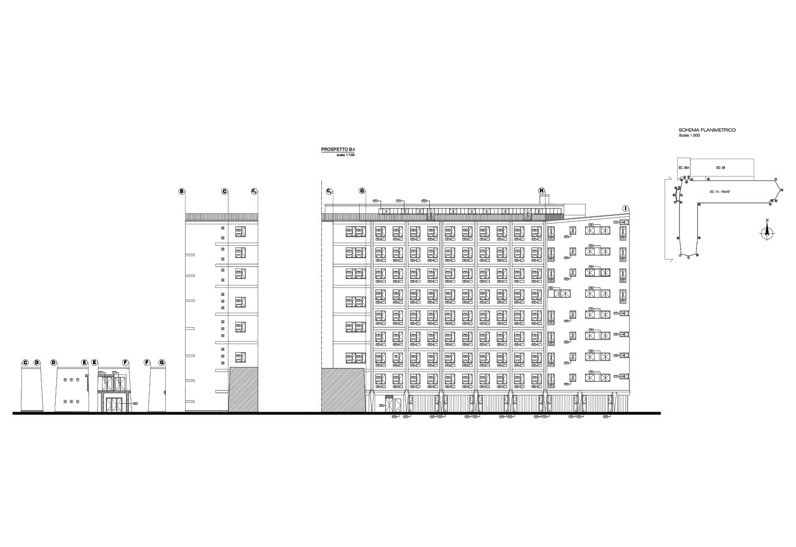 Politecnico Ed.14 Nave - Sostituzione serramenti - Prospetto 1