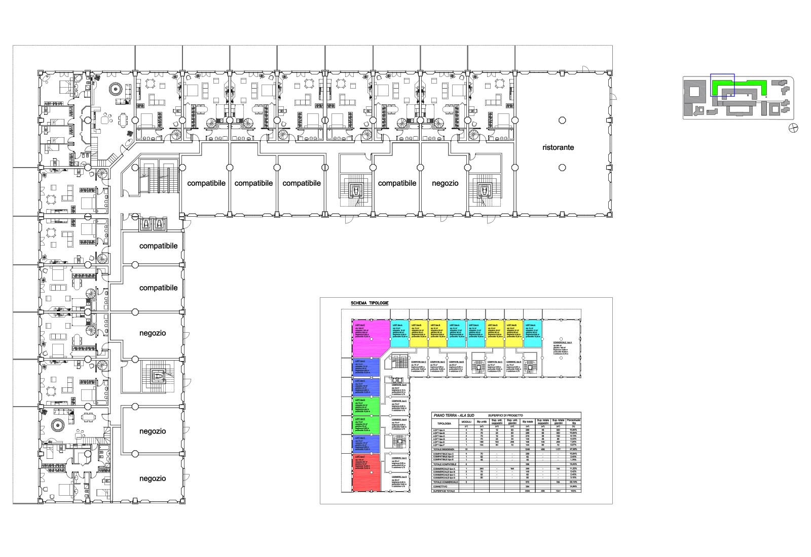 Residential buildings ex tobacco area in Milan - Ground floor plan