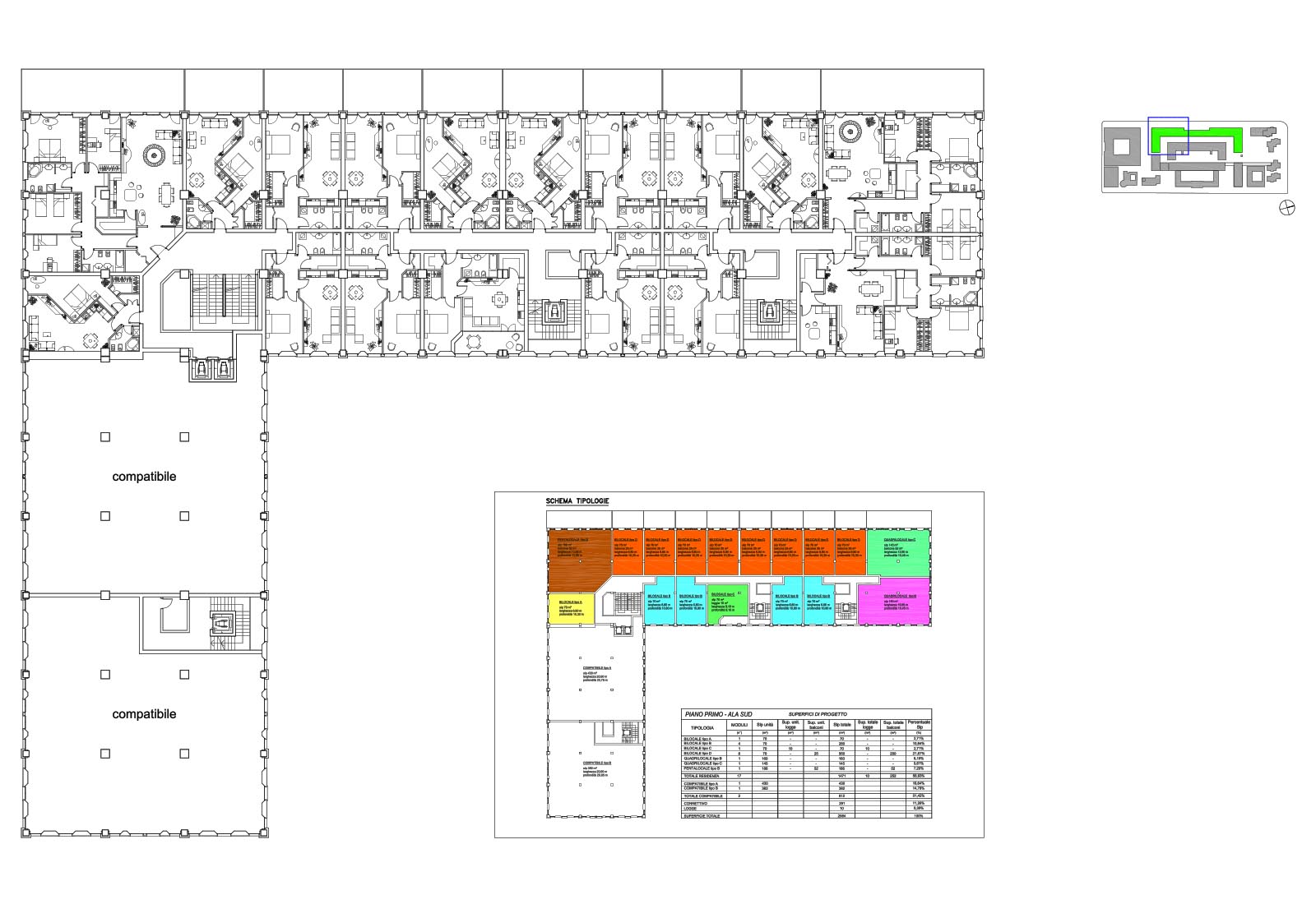 Residential buildings ex tobacco area in Milan - First floor plan