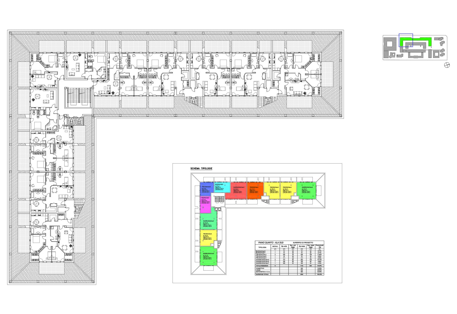 Residential buildings ex tobacco area in Milan - Attic floor plan