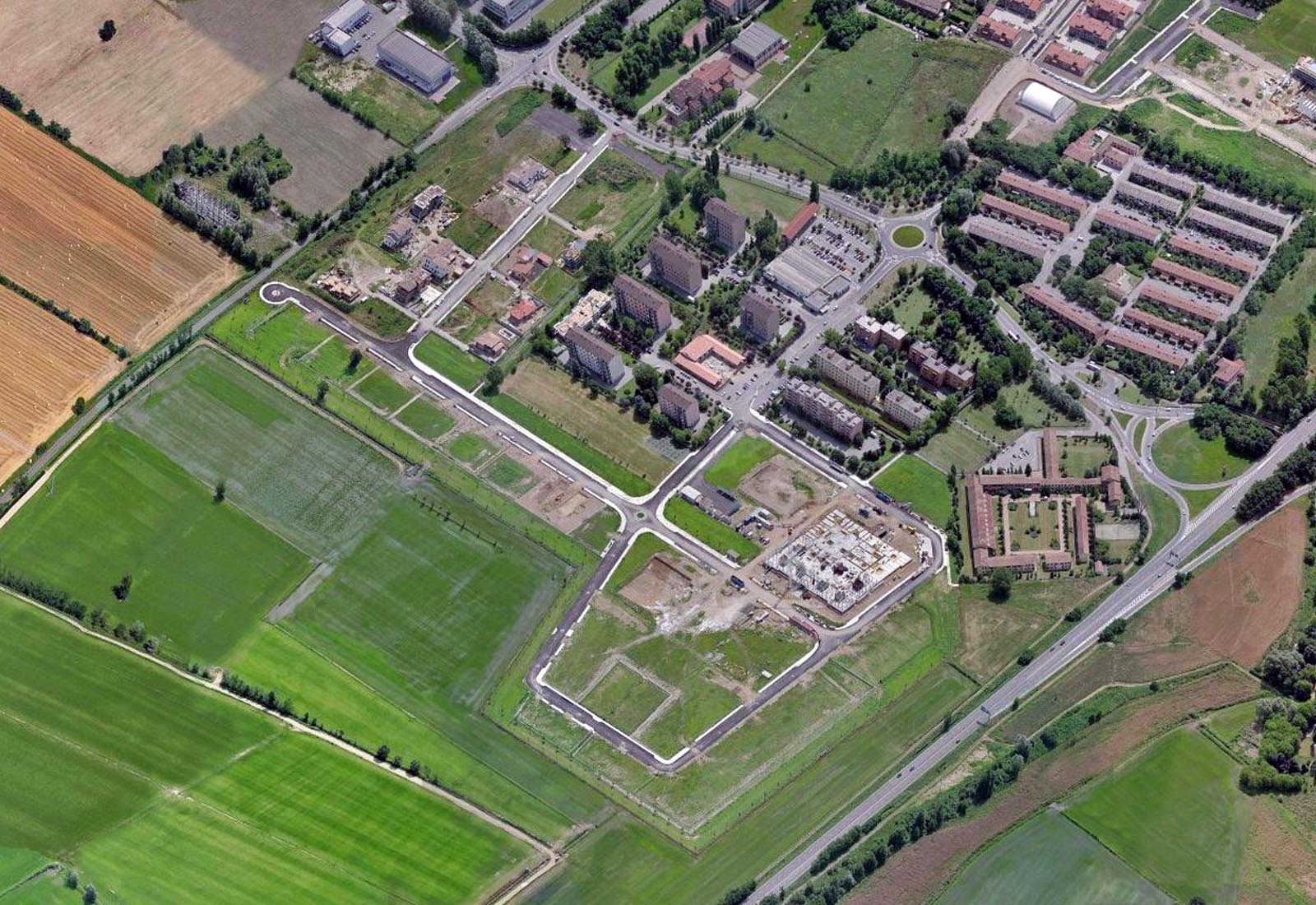 Urbanization works La Madonnina area Pavia - Aerial view