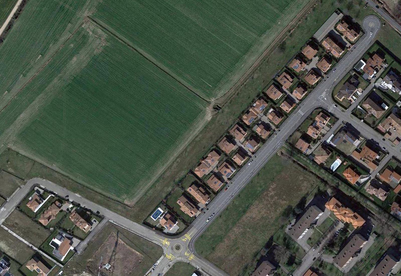 Urbanization works La Madonnina area Pavia - Zenithal aerial view