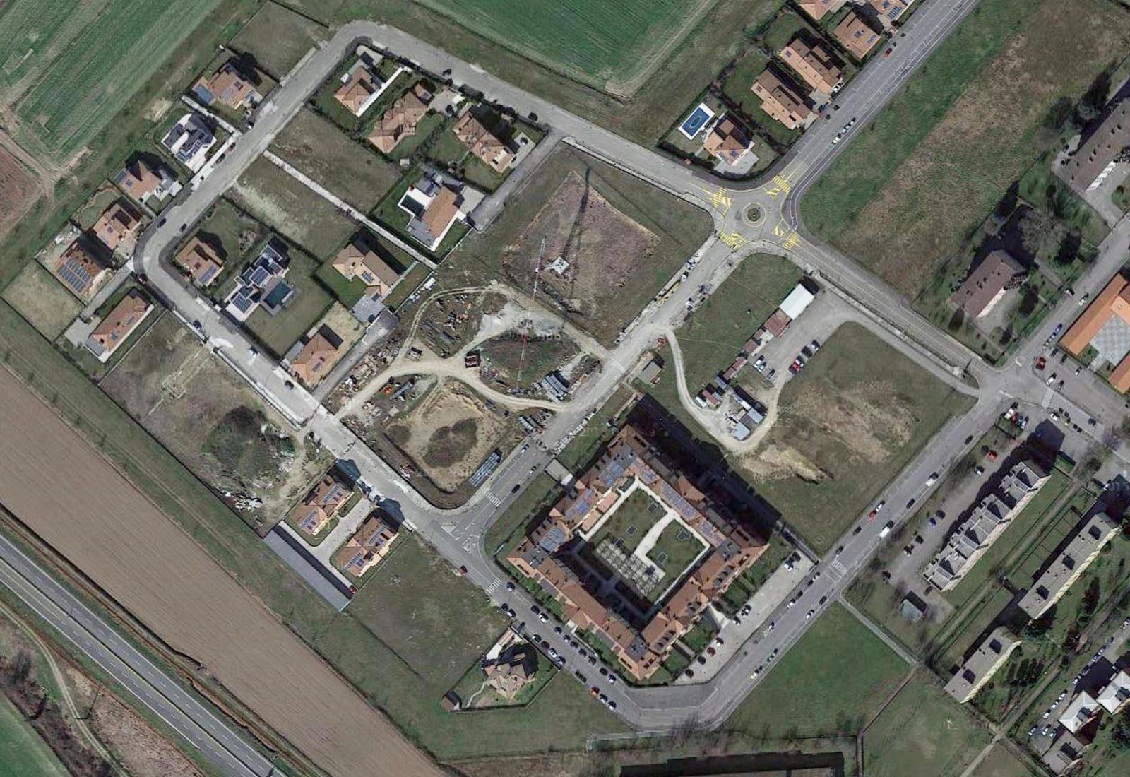 Urbanization works La Madonnina area Pavia - Zenithal aerial view