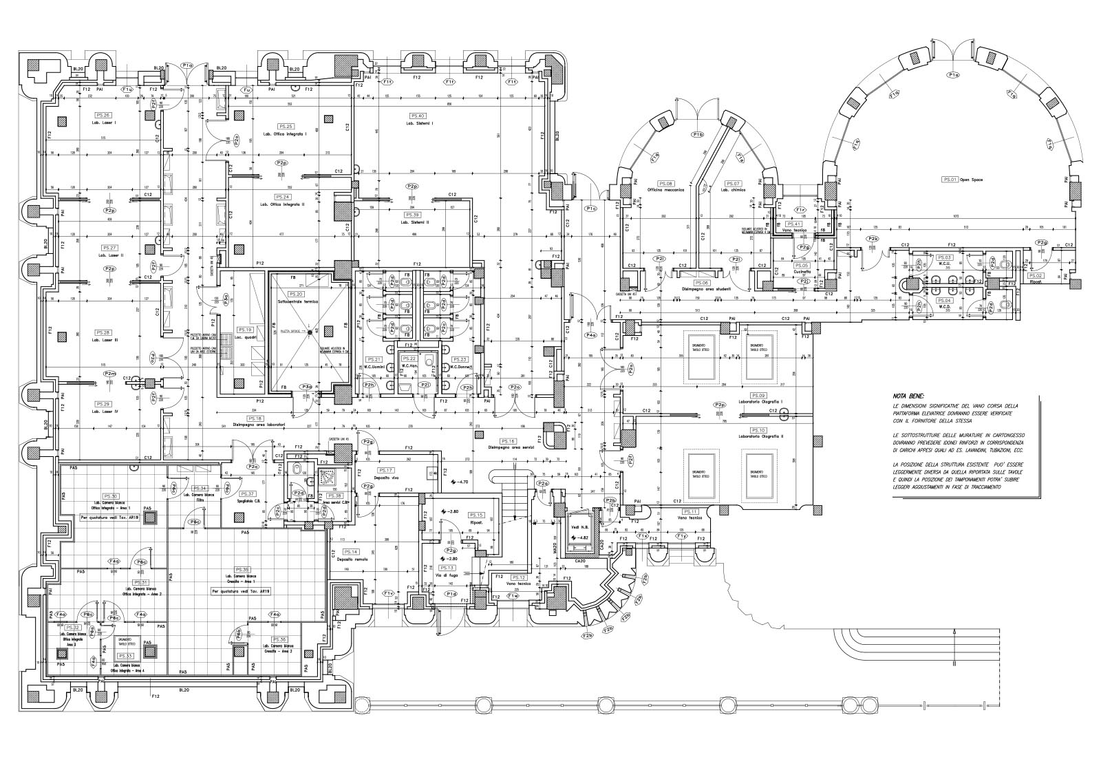 Photonics laboratories Politecnico di Milano - Ground floor plan