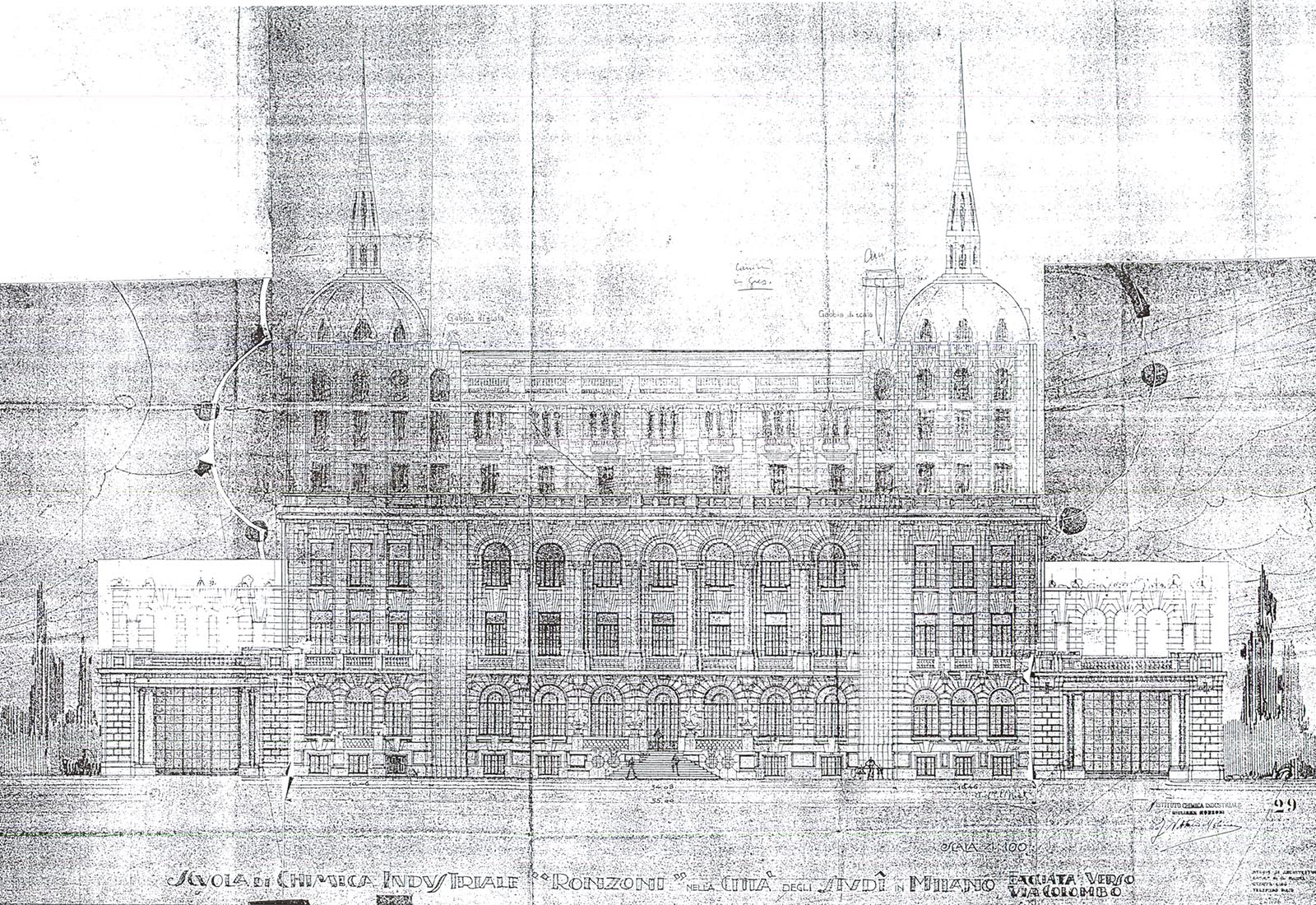 Photonics laboratories Politecnico di Milano - Original main elevation