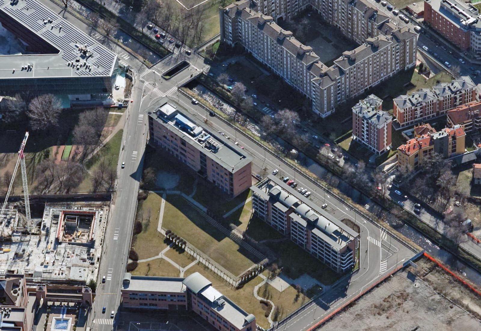 Urbanization works IULM area Milan - Aerial view of via Santander
