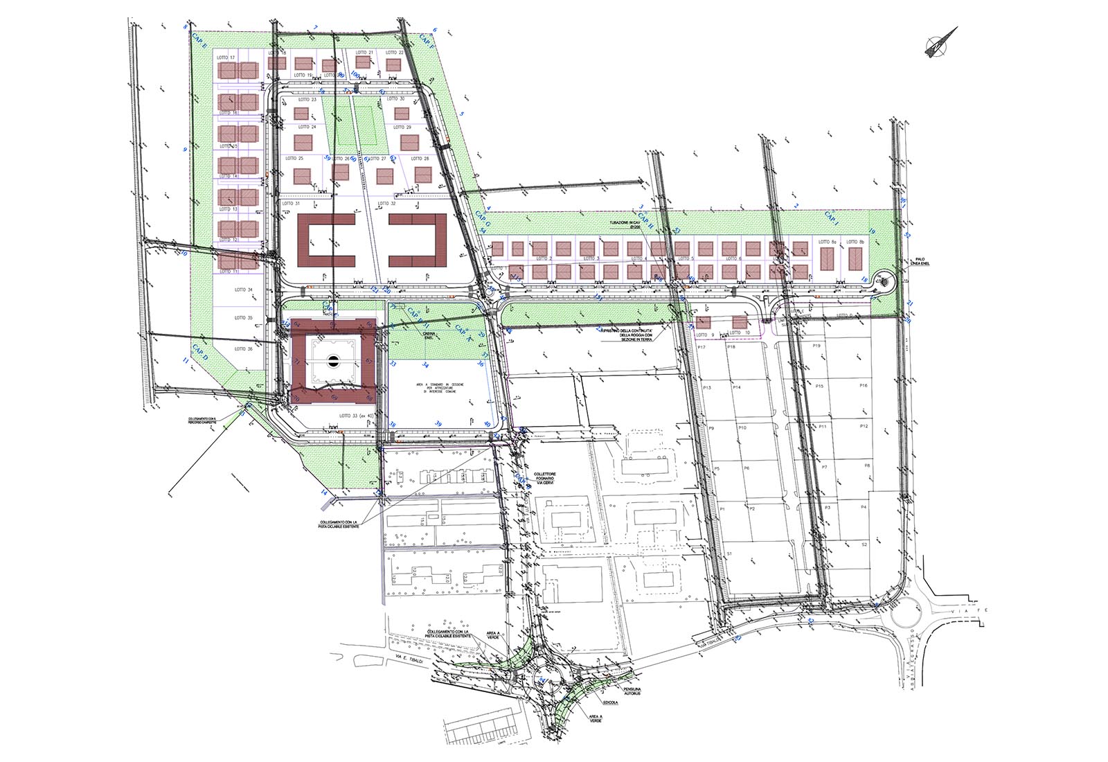 Urbanizzazioni Pavia - Planimetria di progetto viabilità